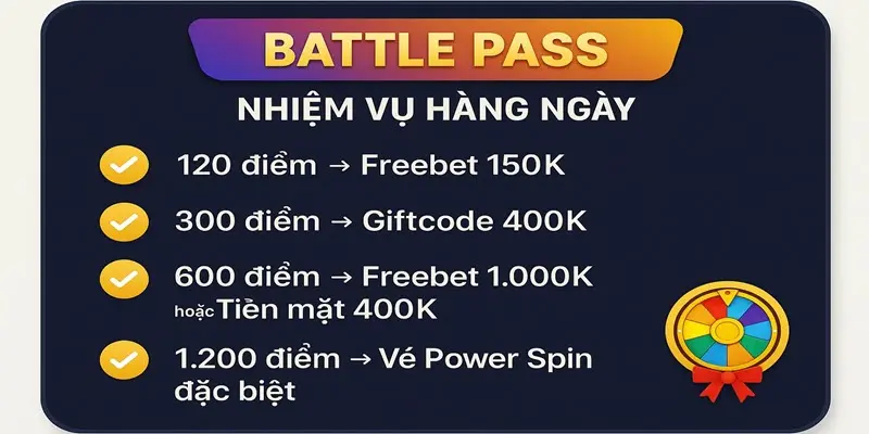 Nhận battle pass cùng ok365